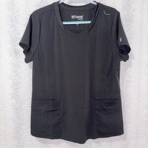 Grey’s Anatomy Barco Scrub Top L Black SPX Stretch V Neck Medical Nurse